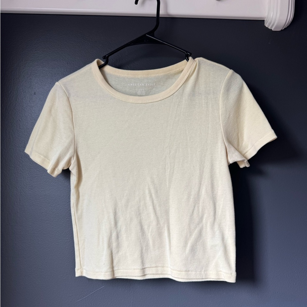 American Eagle Outfitters Women's Butter Yellow Cropped T-Shirt